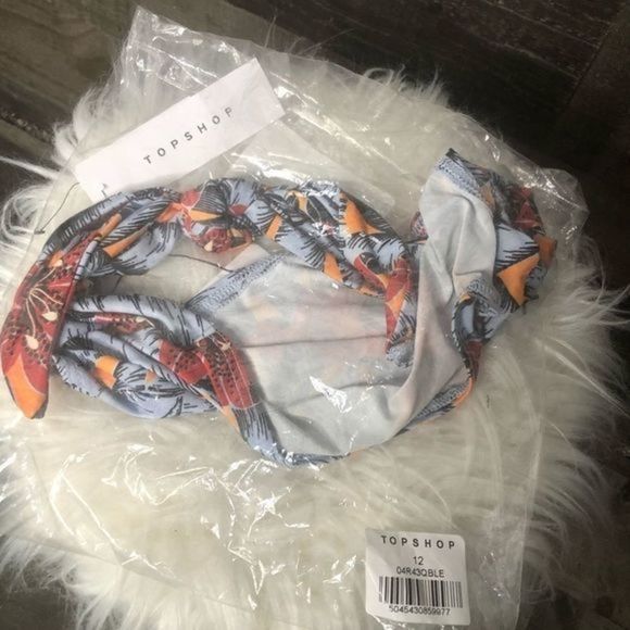 NWT TOPSHOP Tropical Floral Scarf Bandeau Crop Top - Picture 2 of 6